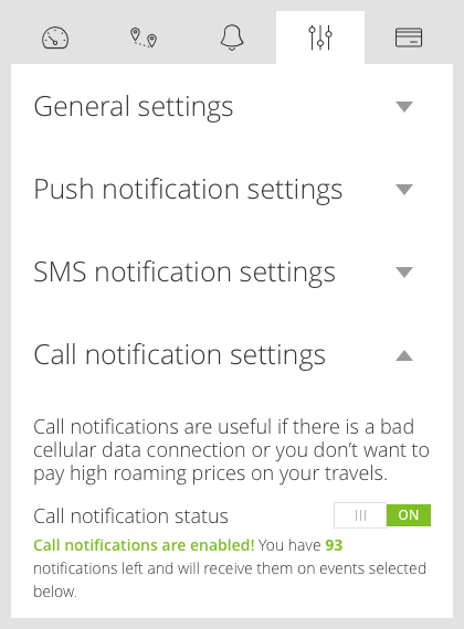 Backup Call Notifications Settings